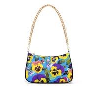 Borsa a tracolla estetica con cerniera viola giallo viola fiori blu designer borsa artistica donna luna borsa hobo borse con tracolla a catena