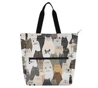 Borsa a tracolla estetica per libri con gatti, per bambini, studenti, adulti, grande, resistente, per insegnanti, biblioteca, scuola, shopping, viaggi, arcobaleno