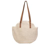 Borsa a tracolla fatta a mano Borsa a tracolla di grande capacità in paglia intrecciata borsa per telefono portafoglio fotocamera bottiglia d'acqua, bianco