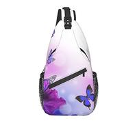 Borsa a tracolla Fiore bianco viola Farfalla Ortensie Iris Zaino da escursionismo Zaino a tracolla a tracolla Zaino da viaggio per uomo Donna