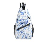 Borsa a tracolla Fiore blu Etnico Floreale Escursionismo Zainetto Zaino a spalla a tracolla Zaino da viaggio per uomo Donna