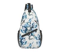Borsa a tracolla Fiore blu Foglia grigia Escursionismo Zainetto Zaino a spalla a tracolla Zaino da viaggio per uomo Donna