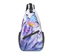Borsa a tracolla Fiore di lavanda Farfalla viola Escursionismo Zainetto Zaino a tracolla a tracolla Zaino da viaggio per uomo Donna