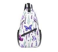 Borsa a tracolla Fiore di lavanda Farfalla Viola Zaino da escursionismo Zaino a tracolla Zaino da viaggio Zaino da viaggio per uomo Donna