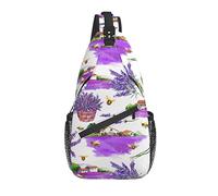 Borsa a tracolla Fiore di lavanda Viola Rustico Ape Escursionismo Zaino a tracolla Zaino a tracolla da viaggio per uomo Donna