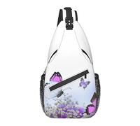 Borsa a tracolla Fiore Farfalla Viola Ortensie Escursionismo Zainetto a tracolla Zaino da viaggio Zaino da viaggio per uomo Donna