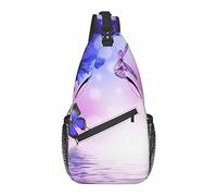 Borsa a tracolla Fiore viola Farfalla Ortensie Iris Fiume Escursionismo Zainetto Zaino a tracolla Borsa da viaggio per uomo Donna