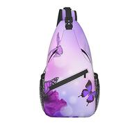 Borsa a tracolla Fiore viola Farfalla Ortensie Iris Floreale Escursionismo Zainetto Zaino a tracolla Borsa da viaggio per uomo Donna
