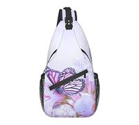 Borsa a tracolla Fiore viola Farfalla Primavera Floreale Escursionismo Zainetto Zaino a spalla a tracolla Zaino da viaggio per uomo Donna