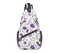 Borsa a tracolla Fiore viola Foglia Berry Botanica Escursionismo Zaino a tracolla Zaino a tracolla da viaggio per uomo Donna