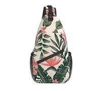 Borsa a tracolla Fiori rosa Foglia tropicale Palma Escursionismo Zaino a tracolla Zaino a tracolla da viaggio per uomo Donna