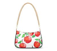 Borsa a tracolla floreale bianca con mele rosse ad acquerello per le donne Hobo Totes Borse Borsa stampata Tote Borsa Chiusura con Cerniera