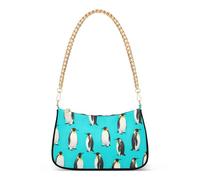 Borsa a tracolla floreale con cerniera e pinguini imperatore turchese brillante borsa media tote formale donna hobo borsa pochette con tracolla a catena