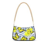 Borsa a tracolla floreale con farfalle gialle a righe bianche blu per le donne borsa formale retrò borsa hobo designer borse con chiusura a cerniera