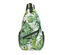 Borsa a tracolla foglie di palma tropicali verde escursionismo zainetto zaino a tracolla zaino da viaggio per uomo donna