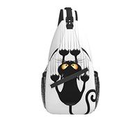 Borsa a tracolla Funny Black Cat Hiking Daypack Crossbody Shoulder Backpack Travel Chest Pack for Men Women