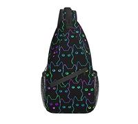 Borsa a tracolla Funny Black Cat Magic Kitten Hiking Daypack Crossbody Shoulder Backpack Travel Chest Pack for Men Women