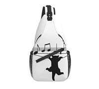 Borsa a tracolla Funny Black Cat Music Note Escursionismo Daypack Crossbody Shoulder Backpack Travel Chest Pack for Men Women