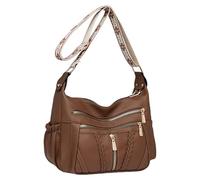 Borsa a tracolla funzionale in morbida pelle PU per le donne borsa a tracolla tasche organizzate e cinturino regolabile alla moda Pocketbook, cachi, One Size