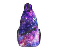 Borsa a tracolla Galaxy Nebula Aurora Purple Hiking Daypack Crossbody Shoulder Backpack Travel Chest Pack for Men Women