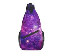 Borsa a tracolla Galaxy Nerbula Purple Cloud Aurora Hiking Daypack Crossbody Shoulder Backpack Travel Chest Pack for Men Women