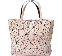 Borsa a tracolla geometrica in lattice con manico superiore per donna, opaca, borsa a tracolla geometrica, 006rosa, Taglia unica