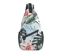 Borsa a tracolla Giungla tropicale e fiore Foglia di palma Escursionismo Zaino a tracolla Zaino a tracolla da viaggio per uomo Donna