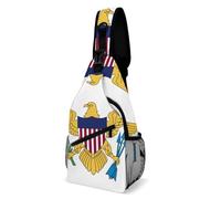 Borsa a tracolla grande con bandiera delle Isole Vergini, bianca, adatta per viaggi all'aperto, unisex