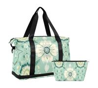 Borsa a tracolla grande con motivo mandala con fiori bohémien, borsa a tracolla per il fine settimana con tracolla regolabile per yoga impermeabile, Motivo mandala con fiori bohémien, 1 size