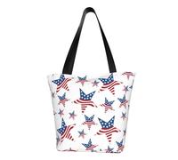 Borsa a tracolla grande e capiente con bandiera americana bianca e blu, borsa per la spesa alla moda con protezione imbottita, borsa in poliestere pieghevole e lavabile per l'uso quotidiano.