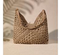 Borsa a tracolla grande in stile nonna, intrecciata a mano, con motivo a quadri in contrasto, perfetta per l'estate, le vacanze e l'uso quotidiano, un must per le vacanze, vibes da vacanza, relax in s