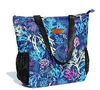 Borsa a tracolla grande, motivo floreale, impermeabile, per palestra, spiaggia, viaggi e uso quotidiano, blu ([Z] Corallo), Large