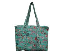 Borsa a tracolla grande verde indiano trapuntata in cotone borsa shopping bor...