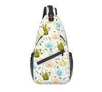 Borsa a tracolla Green Tea Glass Leaf Flower Escursionismo Daypack Crossbody Shoulder Backpack Travel Chest Pack for Men Women