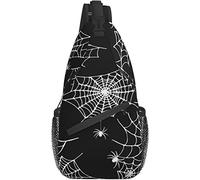 Borsa a tracolla Halloween Black Spider Web Hiking Daypack Crossbody Shoulder Backpack Travel Chest Pack for Men Women