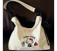 Borsa a tracolla Hello Kitty ricamata, edizione limitata estiva 2025, borsa a spalla in stile giapponese carina, zaino di grande capacità, borsa da shopping impermeabile da donna, kawaii FumettoPolies