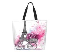 Borsa A Tracolla Illustration Of Pink Bicycle With Flowers Donna Borsetta Leggera Borse A Mano Elegante Tote Bag Per Viaggi Laptop Uso Quotidiano