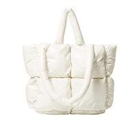 Borsa a tracolla imbottita da donna, borsa a tracolla di lusso, con cuscino morbido, trapuntata, gonfia, ad alta capacità ascellare, bianco, Large