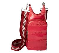 Borsa a tracolla imbottita rossa, 18 x 29 cm, portatile, con tracolla larga regolabile, leggera imbottitura in cotone, tasca frontale, in poliestere, per viaggi ed escursioni