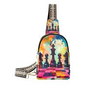 Borsa a tracolla impermeabile alla moda della pittura di colore degli scacchi per gli uomini per il viaggio, Scacchi Set Pittura a colori, 1 size