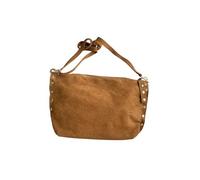 Borsa a tracolla in camoscio italiano con borchie sui lati. Cinturino regolabile e intercambiabile. Chiusura con cerniera. Interno foderato con tasca integrata. Tasca posteriore., cammello, 6.2 liters