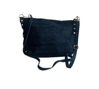 Borsa a tracolla in camoscio italiano con borchie sui lati. Cinturino regolabile e intercambiabile. Chiusura con cerniera. Interno foderato con tasca integrata. Tasca posteriore., Nero , 6.2 liters