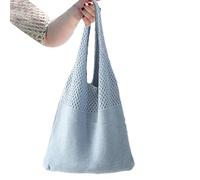 Borsa a tracolla in cotone all'uncinetto - Borsa da donna di lusso di elastica - a mano tessuta da spiaggia estiva in stile Boho, per lo shopping, gli appuntamenti, i viaggi, la scuola o il lavo