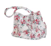 Borsa a tracolla in cotone con motivo floreale artistico Vintage Spazioso Carryall per gli acquisti e tutti i giorni, Red Flowers On White