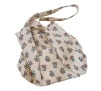 Borsa a tracolla in cotone con motivo floreale artistico Vintage Spazioso Carryall per gli acquisti e tutti i giorni, Purple Flowers On Be