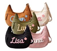 Borsa A Tracolla In Crossbody A Coste Personalizzata, Borsa Da Donna Ricamata Personalizzati, Nome Tessuto In Corda Di Cotone, Bag A Tracolla For Tutti I Giorni, Regalo For Mamma, Figlia, Moglie