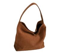 Borsa a tracolla in finta pelle scamosciata con texture morbida e grande spazio per l'uso quotidiano, Caffè, Bohémien