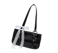 Borsa a tracolla in lega stile punk scuro con catena decorativa elegante ascella borsa ascellare per una dichiarazione di moda unica alternativa alla moda, Pizzo nero., One Size