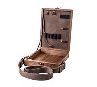 Borsa a tracolla in legno, 1/2 in legno di noce, borsa postino in legno, leggera, stile retrò, portatile, realizzata a mano, per scrittura all'aperto, Color legno, 1 Pc