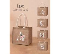 Borsa a tracolla in lino con stampa floreale e lettera, borsa da shopping/borsa/borsa della spesa da donna, borsa portatile per insegnanti, borsa da shopping/pranzo ideale Lettera A (un pezzo),Lettera